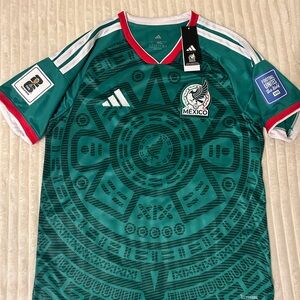 adidas Green Mexico Soccer Jersey with Red Trim(world cup)